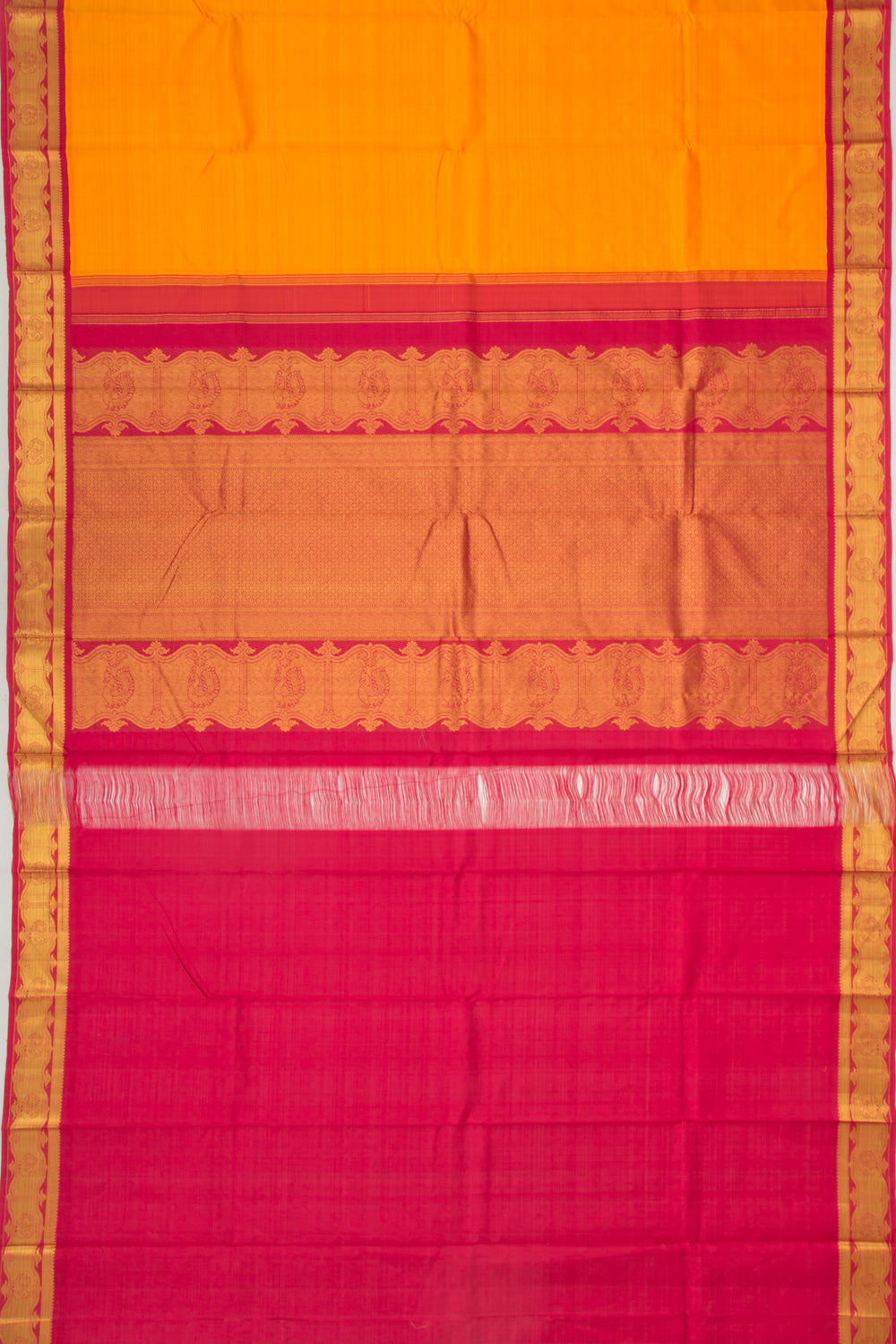 Kanchipuram Silk Plain Royal Orange Saree