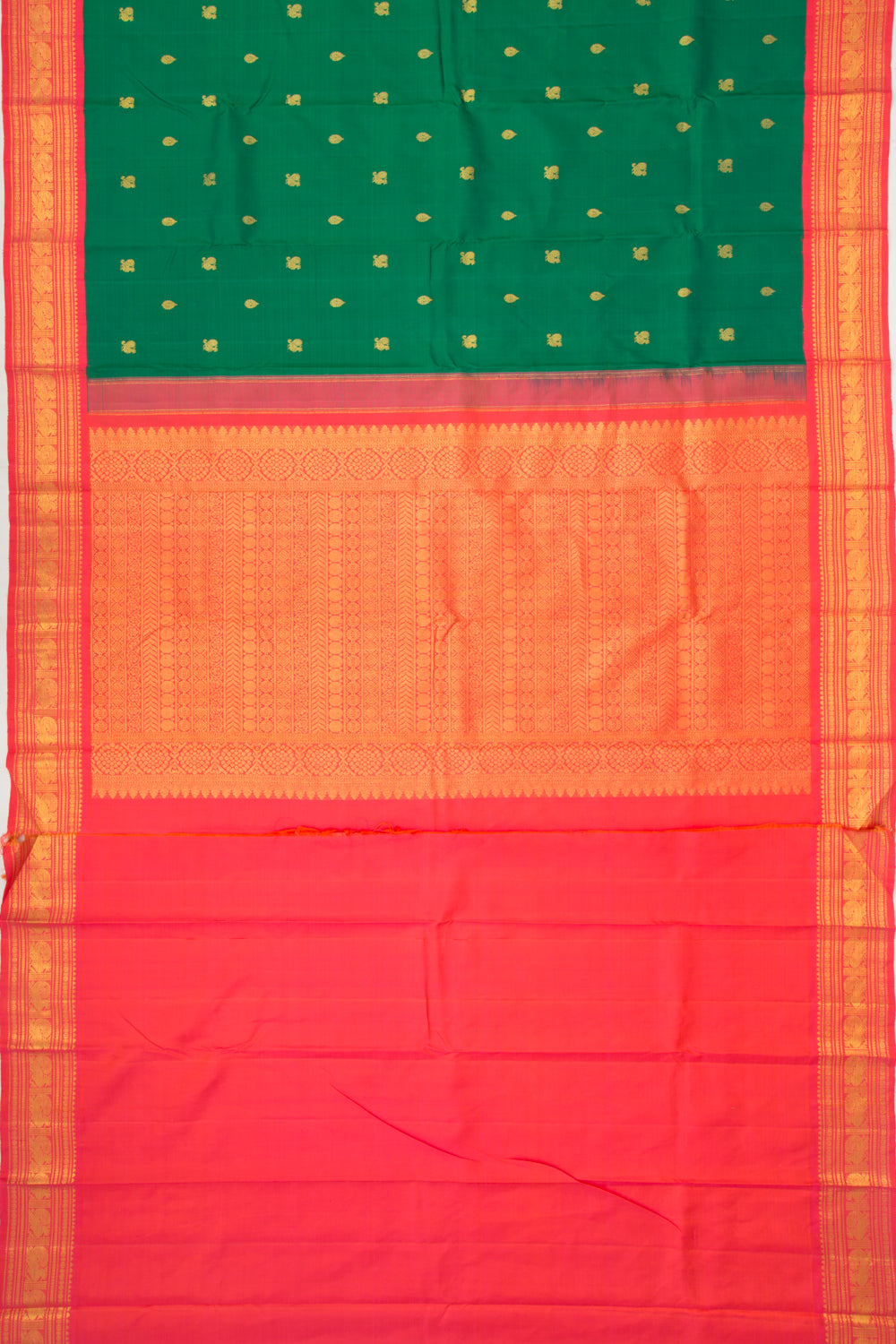 Kanchipuram Silk Butta Green Vintage Saree