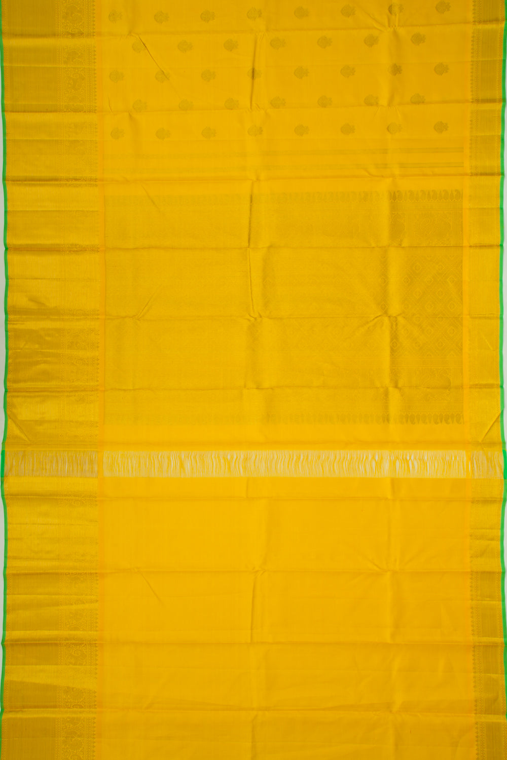 Kanchipuram Silk Oosi Lines And Butta Yellow Saree