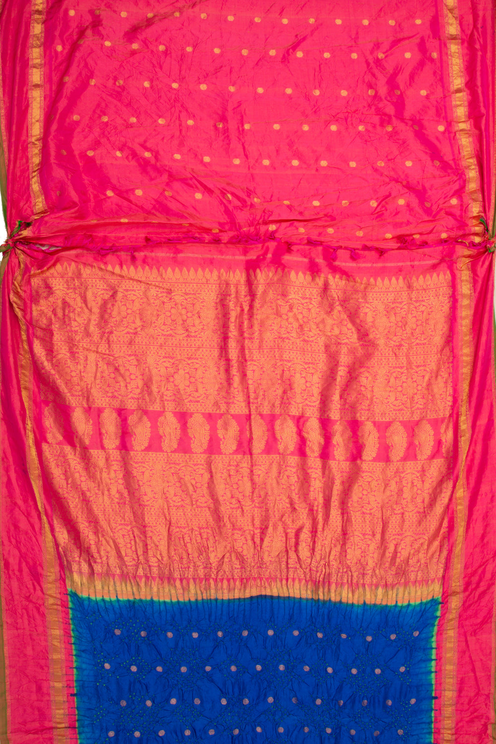 Kanchipuram Silk Bandhani Dark Blue Saree