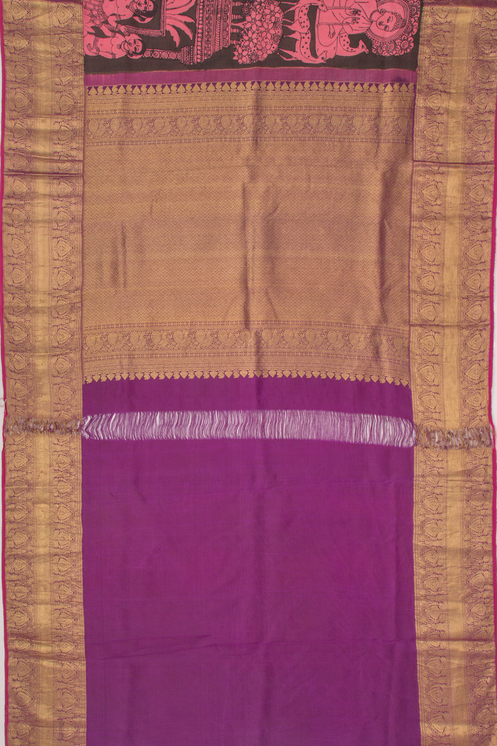 Kanchipuram Silk Kalamkari Black Saree