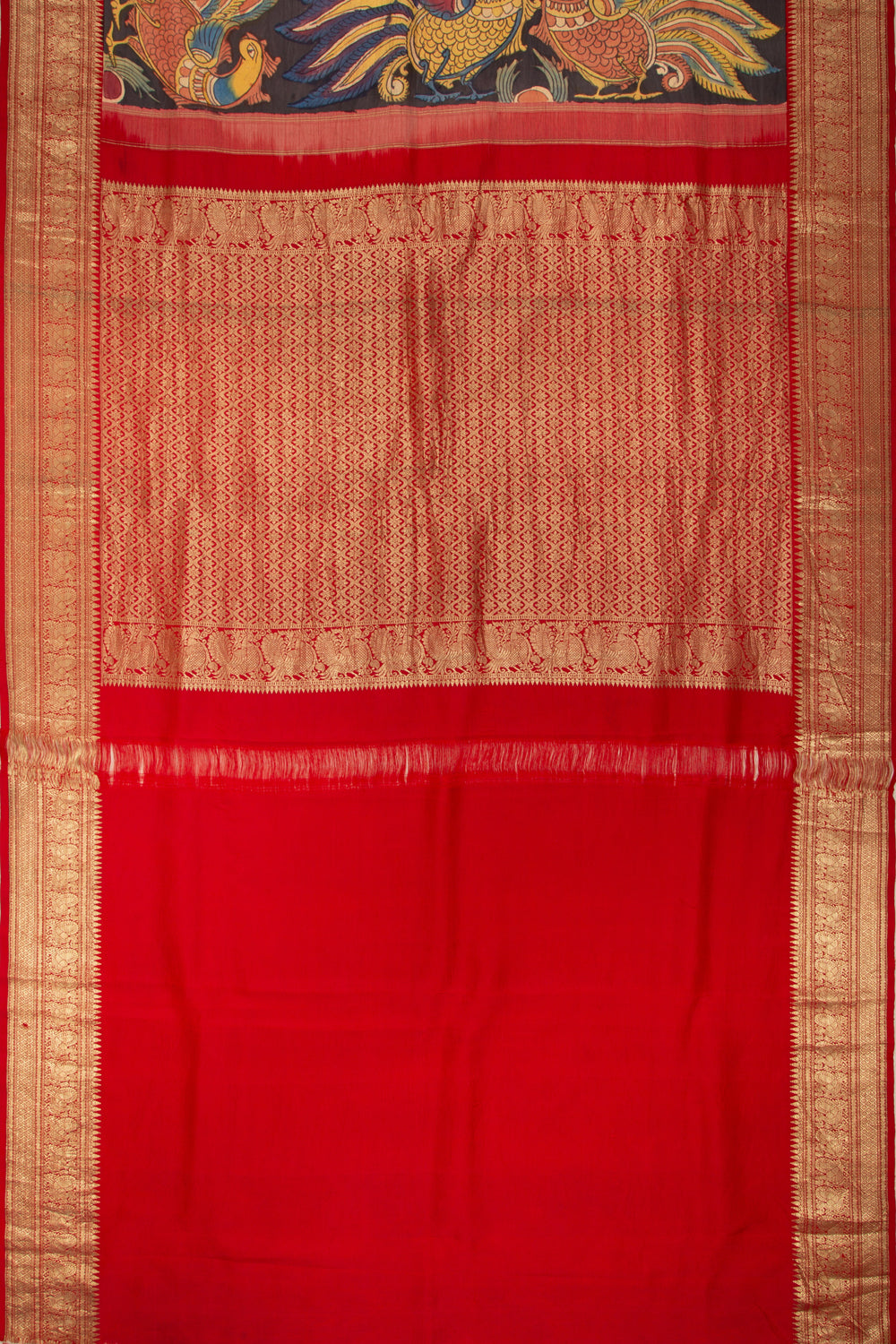 Kanchipuram Silk Kalamkari Black Saree