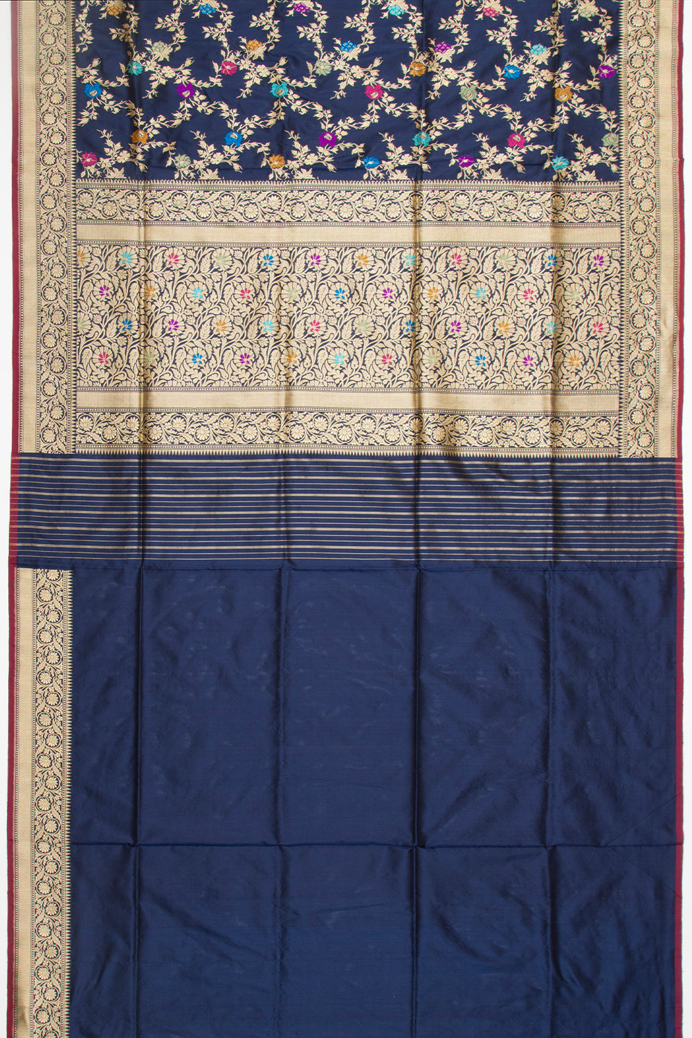 Banarasi Silk Kadwa Jaal Blue Saree With Meenakari