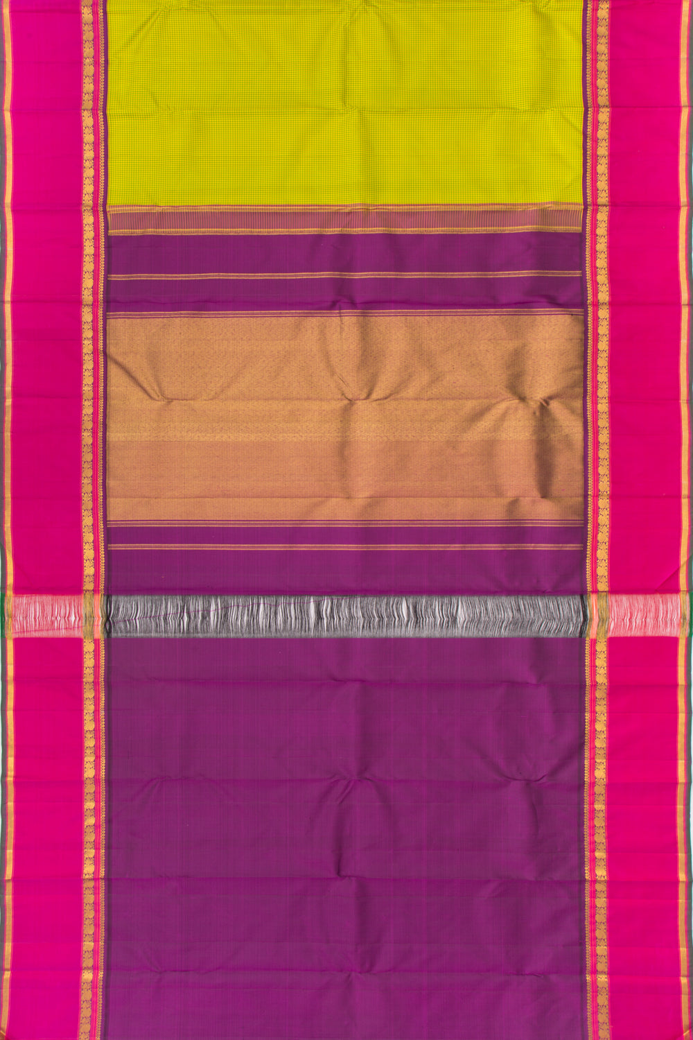 Kanchipuram Silk Checks Green Saree