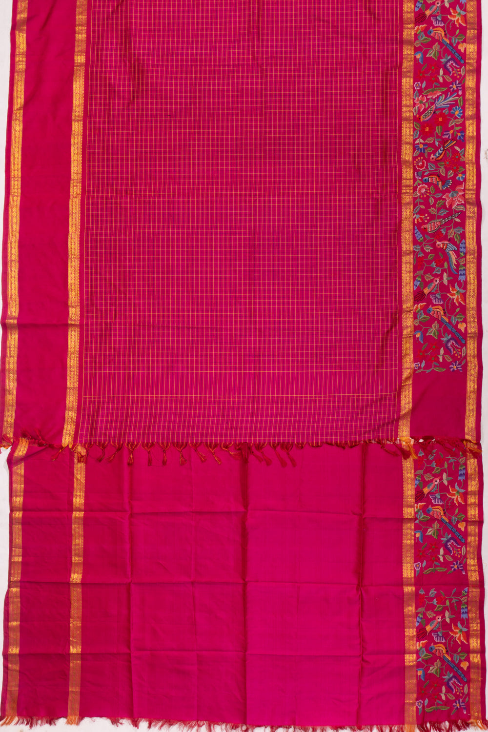 Petite Point X Kanchipuram Silk Checks Purple Saree