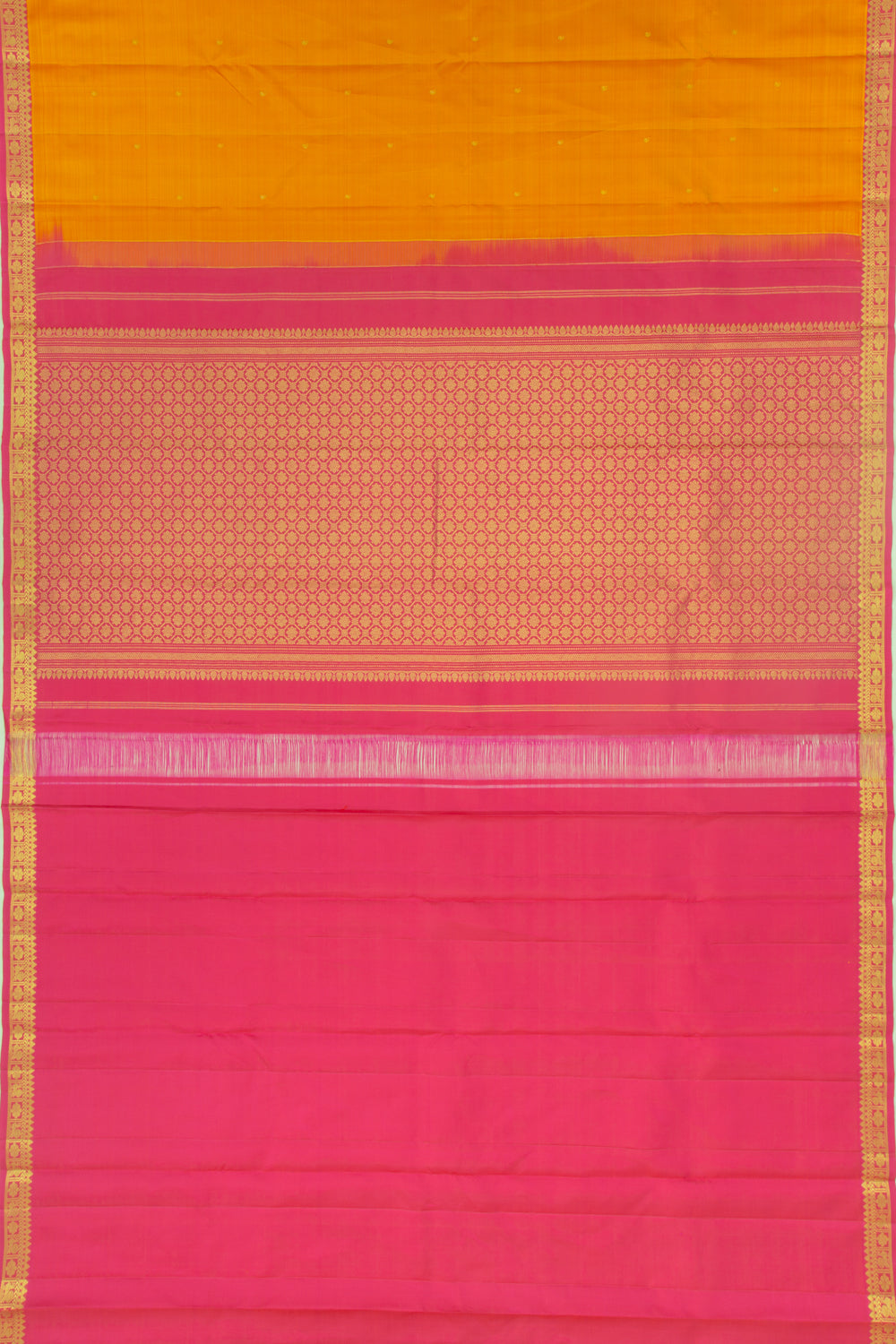 Kanchipuram Silk Butta Mustard Yellow Saree