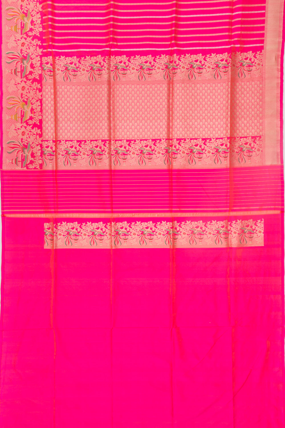Banarasi Silk Vertical Lines Pink Saree