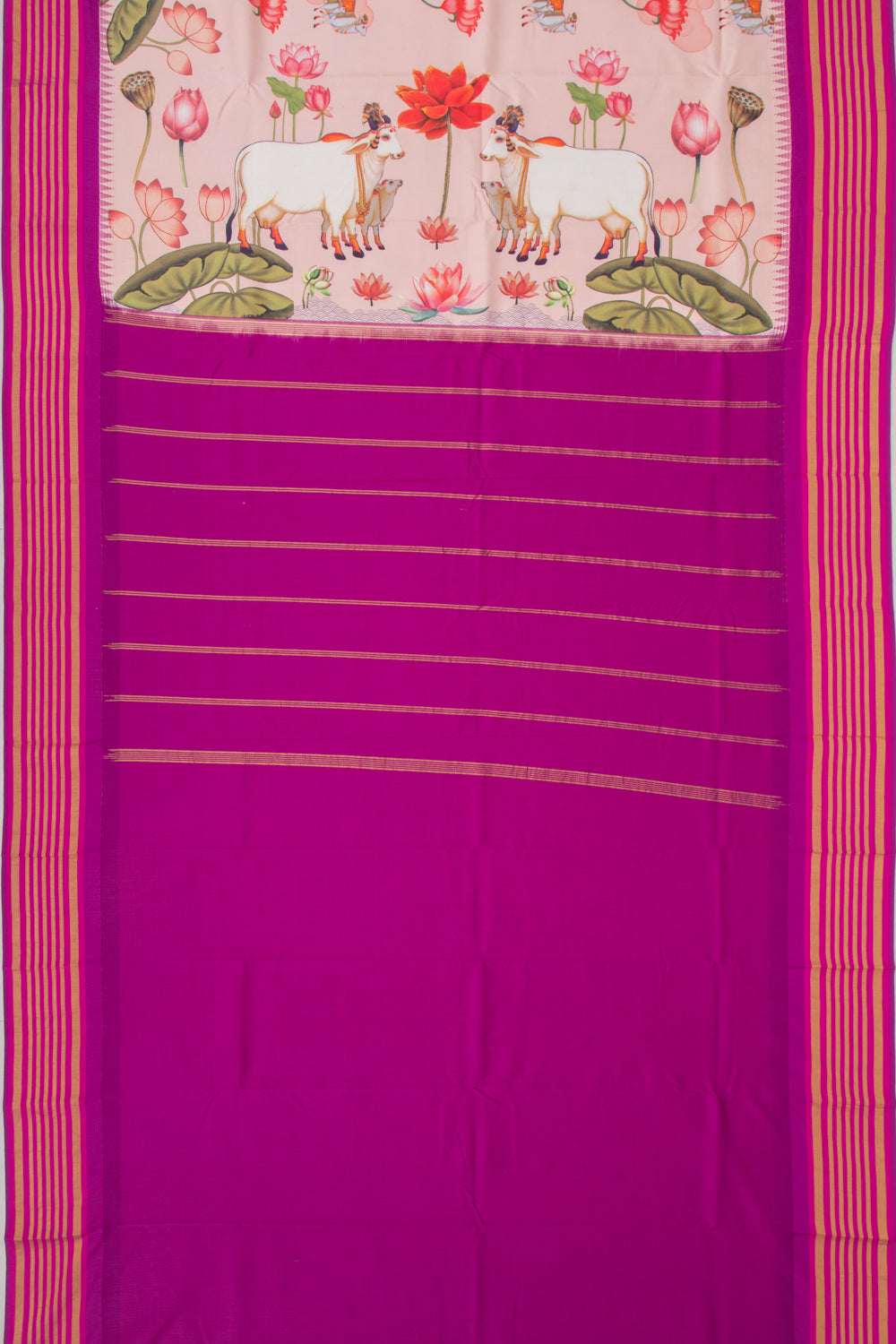 Kanchipuram Silk Printed Pastel Pink Saree