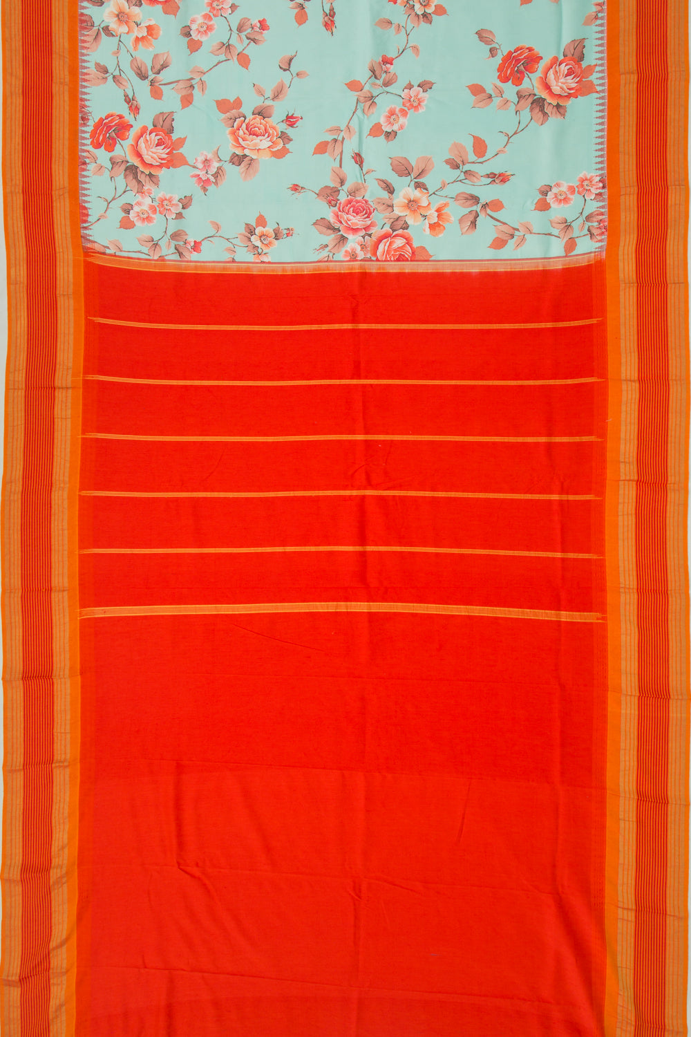 Kanchipuram Silk Floral Printed Pastel Green Saree
