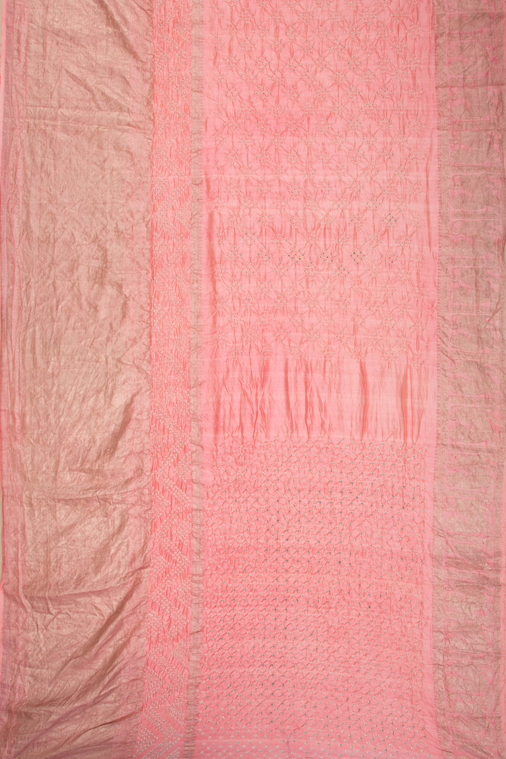 Kanchipuram Silk Bandhani Peach Saree