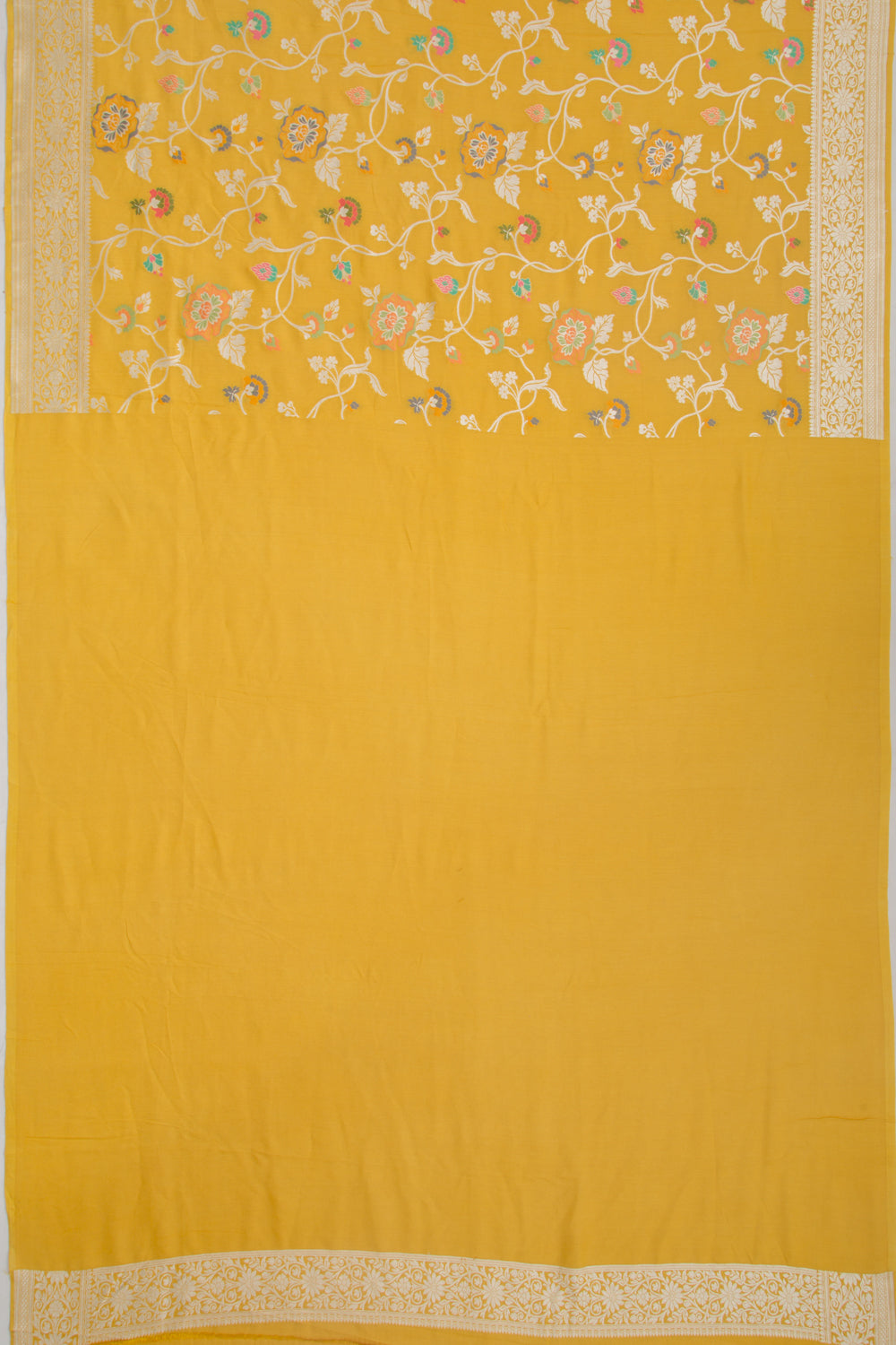 Banarasi Tussar Georgette Jaal Yellow Saree