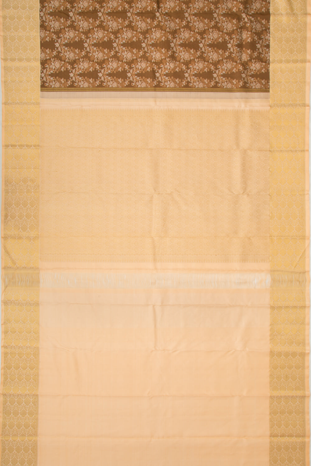 Kanchipuram Silk Brocade Snuff Brown Saree