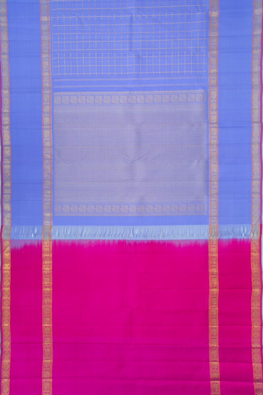 Kanchipuram Silk Checks Violet Saree