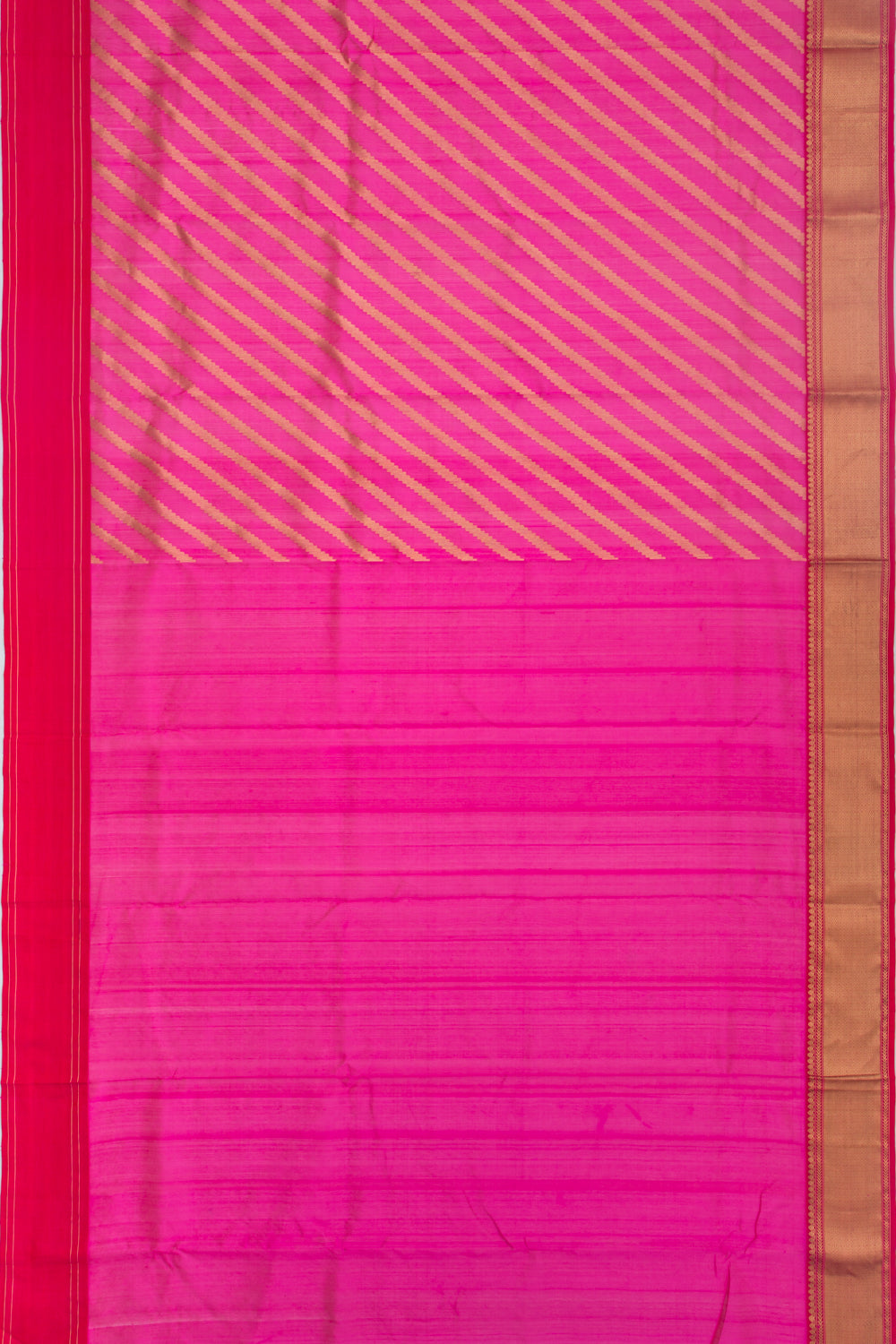 Chanderi Silk Diagonal Lines Pink Saree