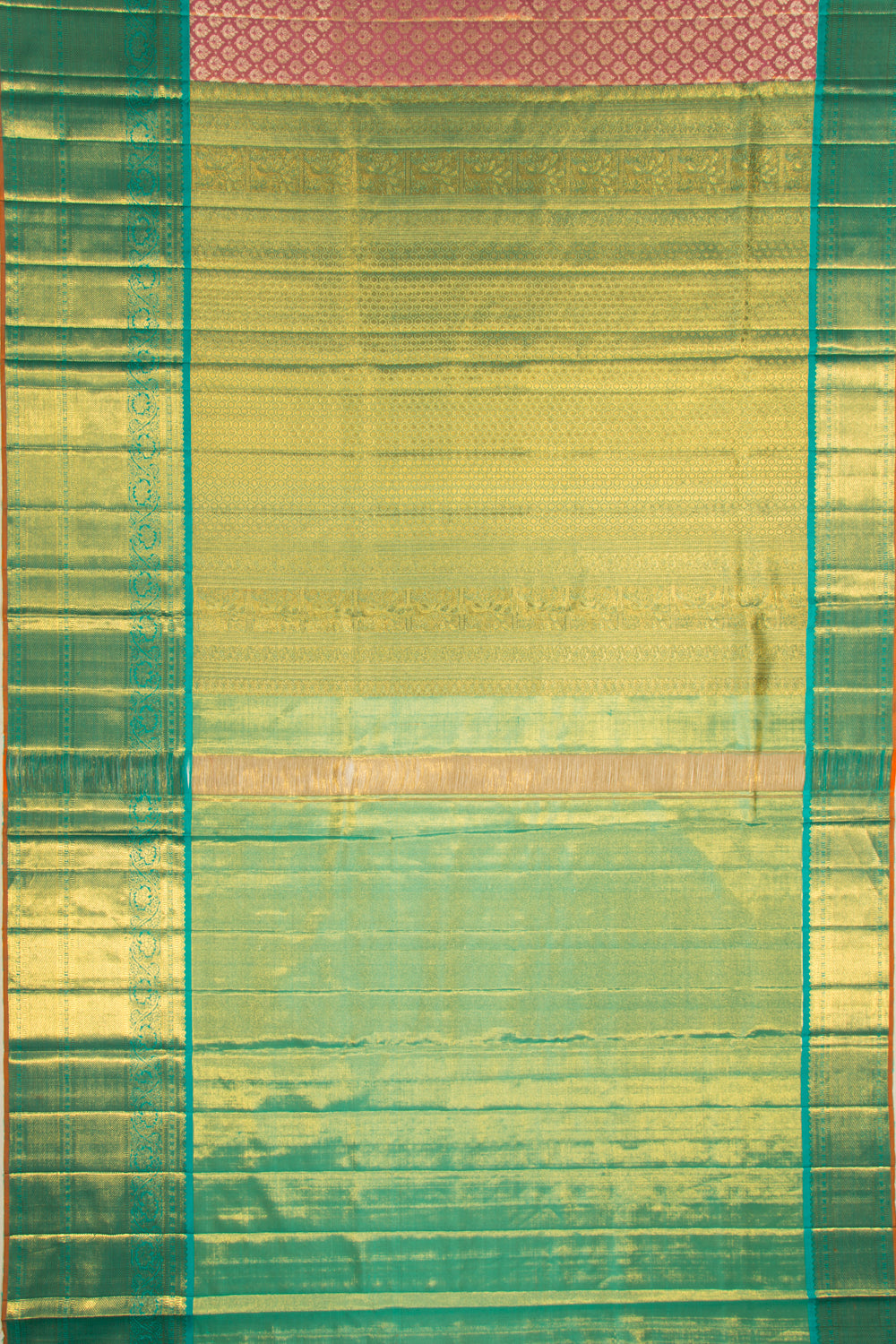 Kanchipuram Silk Tissue Brocade Pink Saree