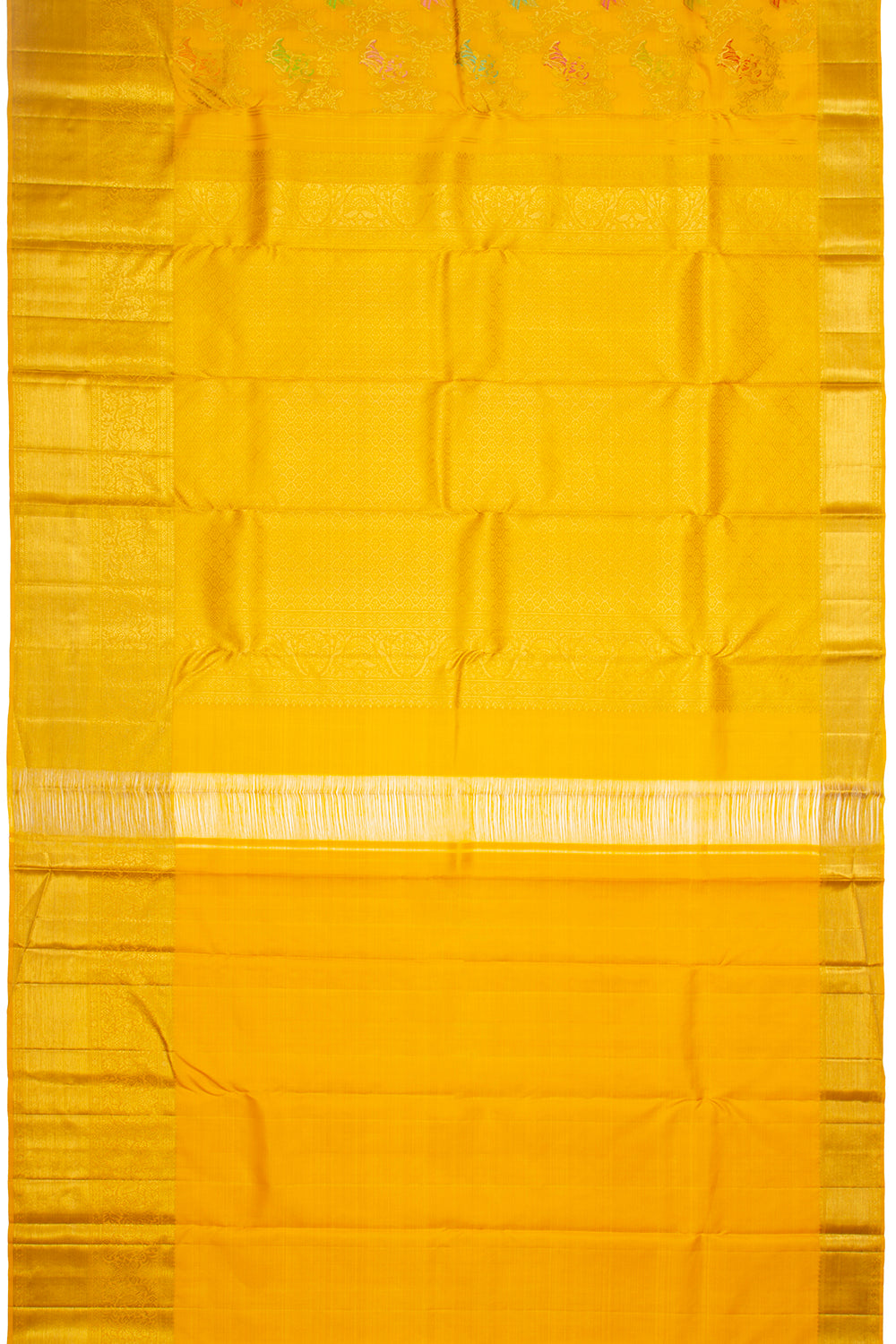 Kanchipuram Silk Jaal Yellow Saree