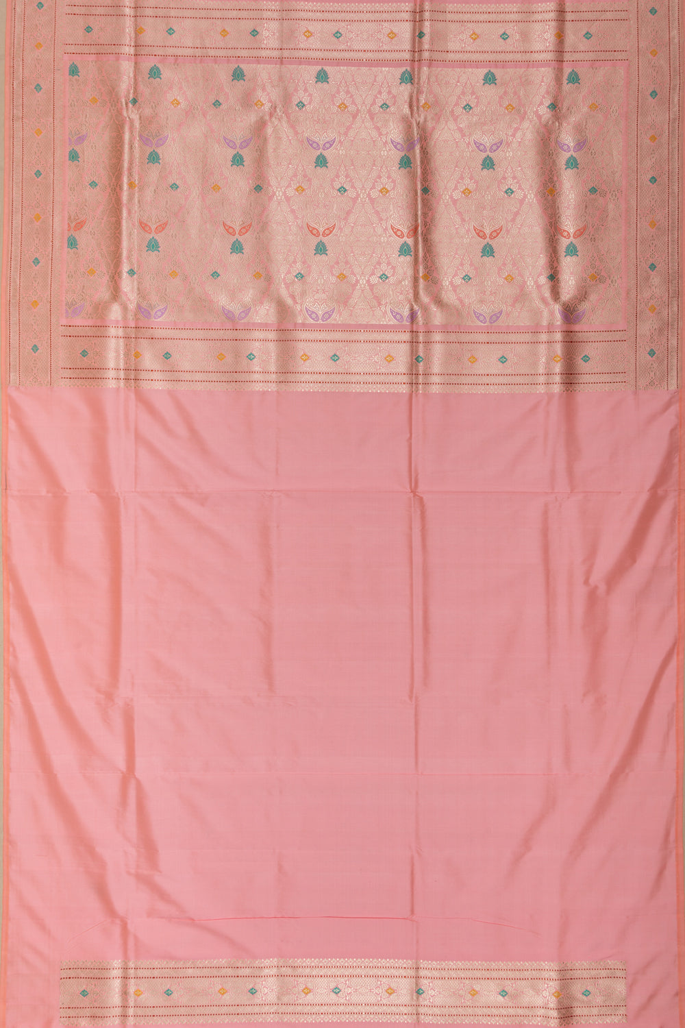Banarasi Silk Vertical Lines Baby Pink Saree