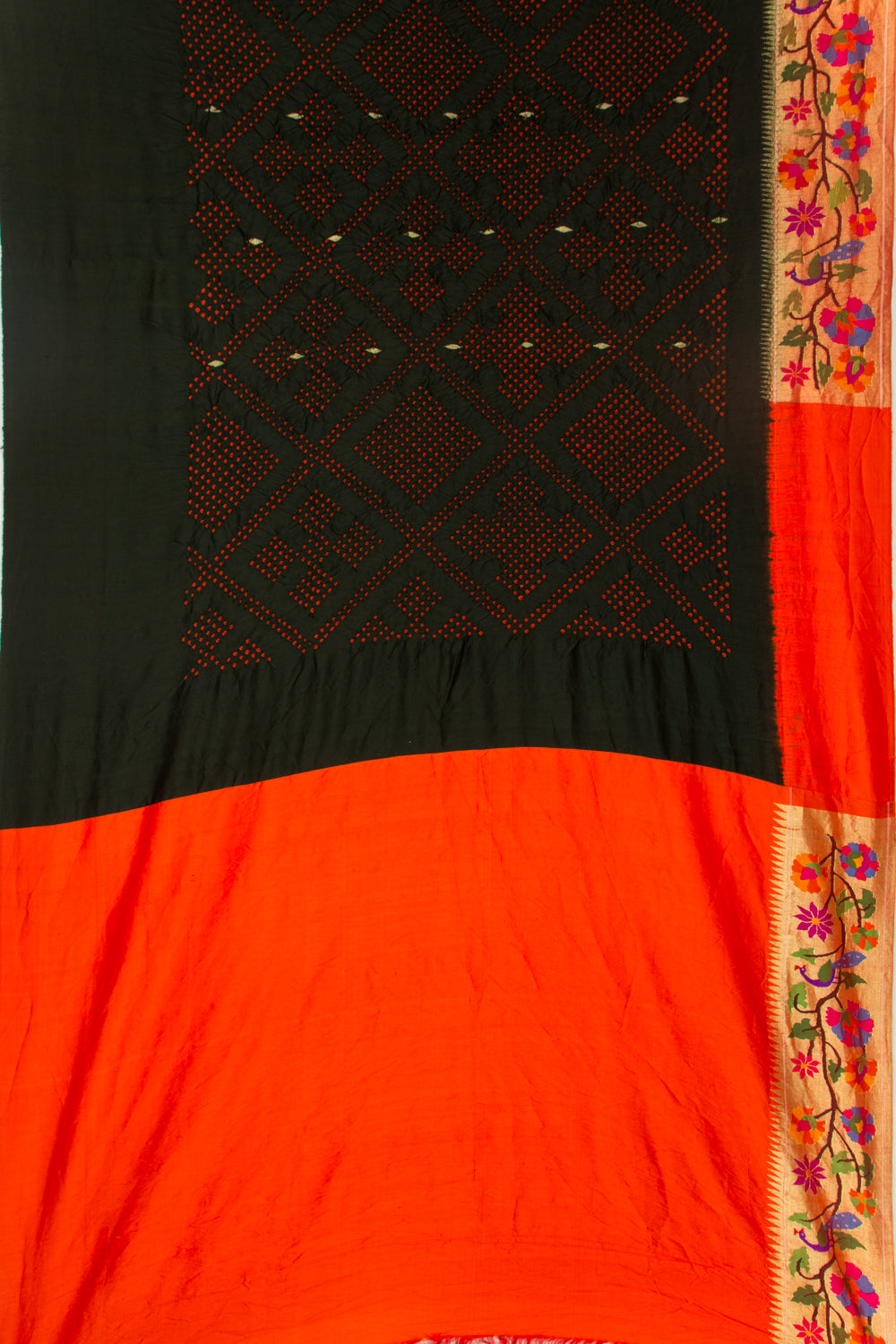 Paithani Silk Bandhani Butta Black Saree
