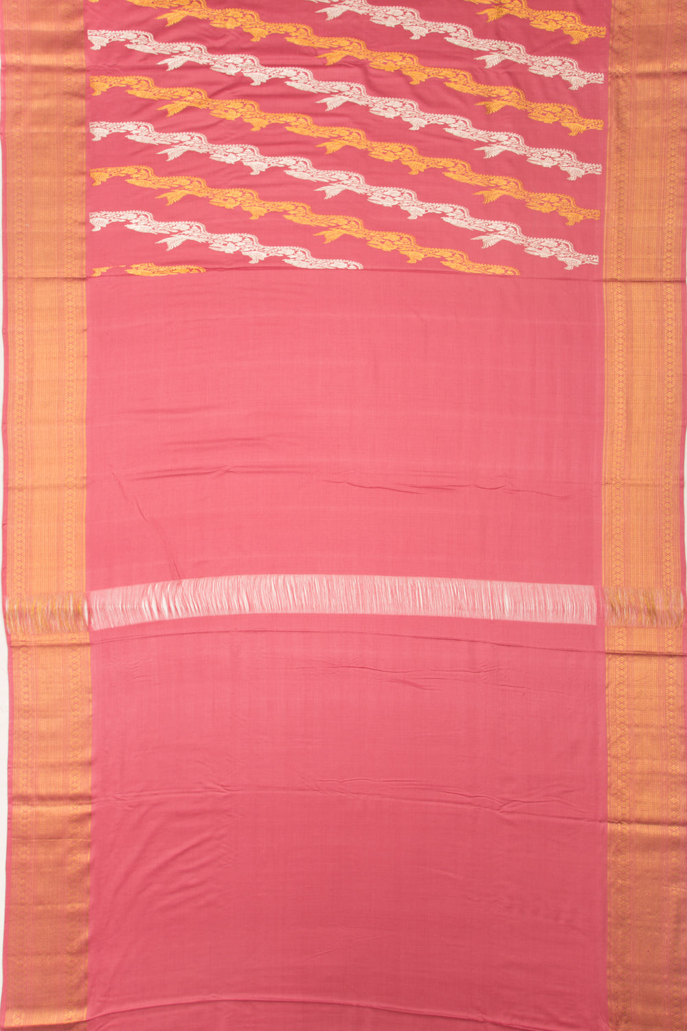 Kanchipuram Silk Jaal Peach Saree-Not Allowed Online