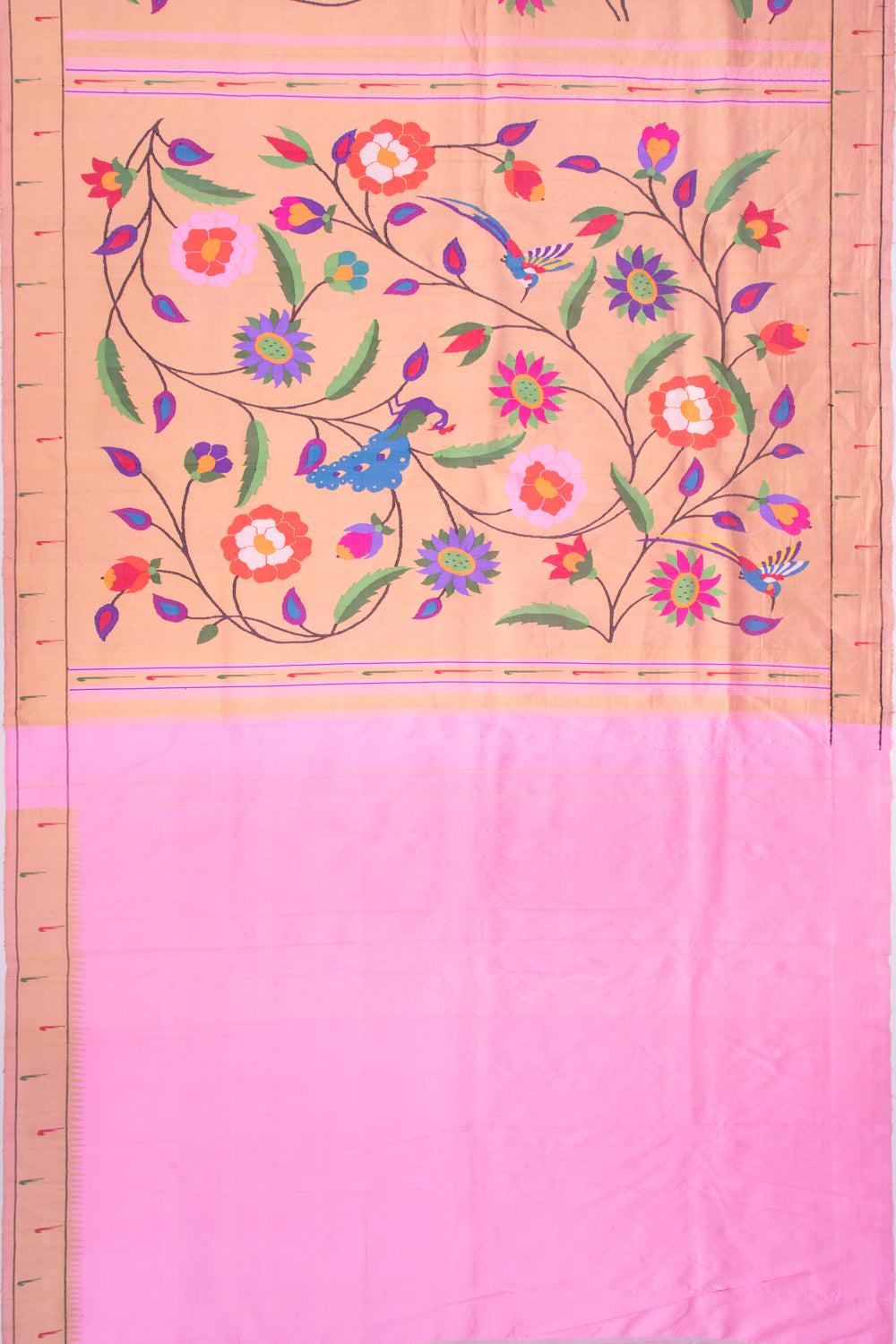 Paithani Silk Gold Tissue All Over Pink Saree