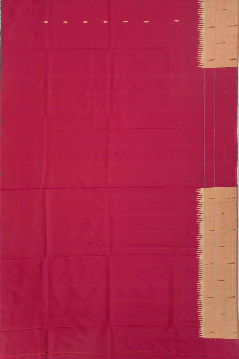 Paithani Silk Butta Maroon Saree With Triple Muniya Border