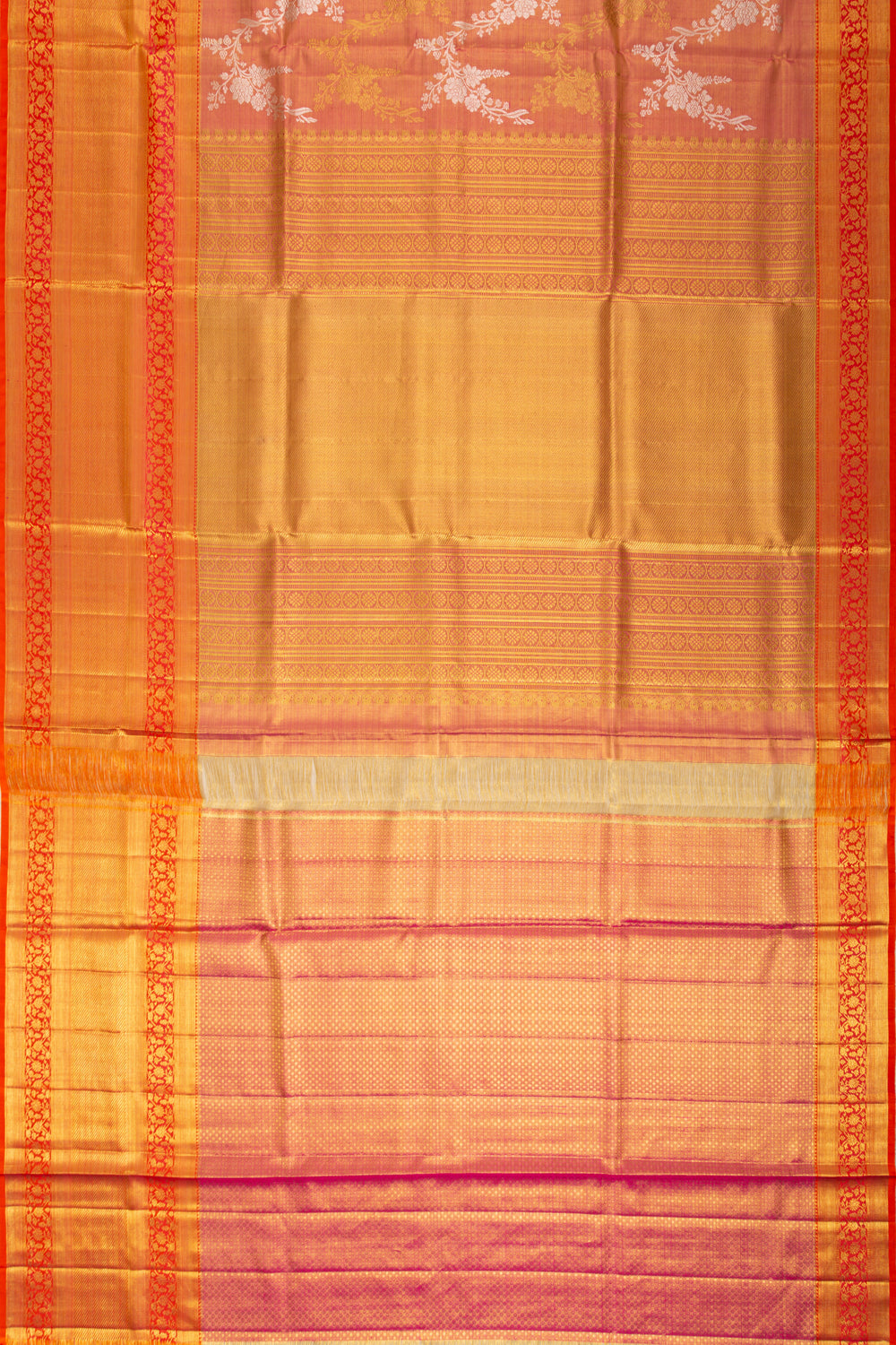 Kanchipuram Silk Tissue Jaal Red Saree