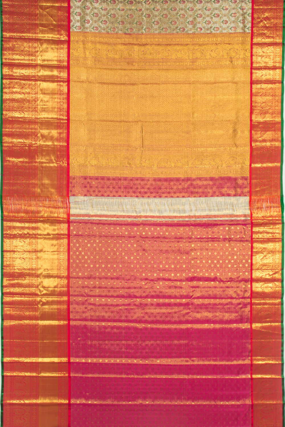 Kanchipuram Silk Tissue Brocade Gold Saree
