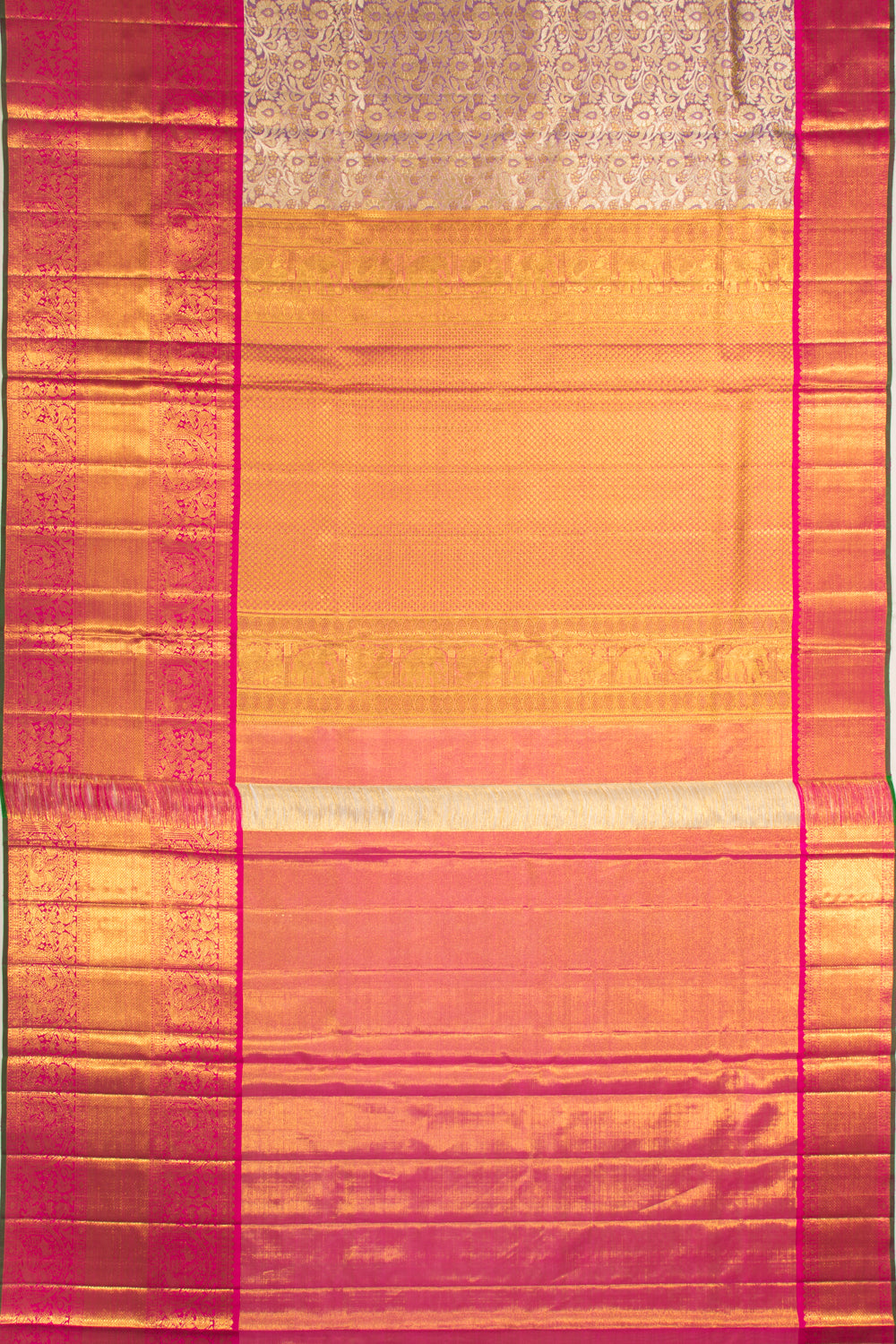 Kanchipuram Silk Tissue Brocade Lavender Saree