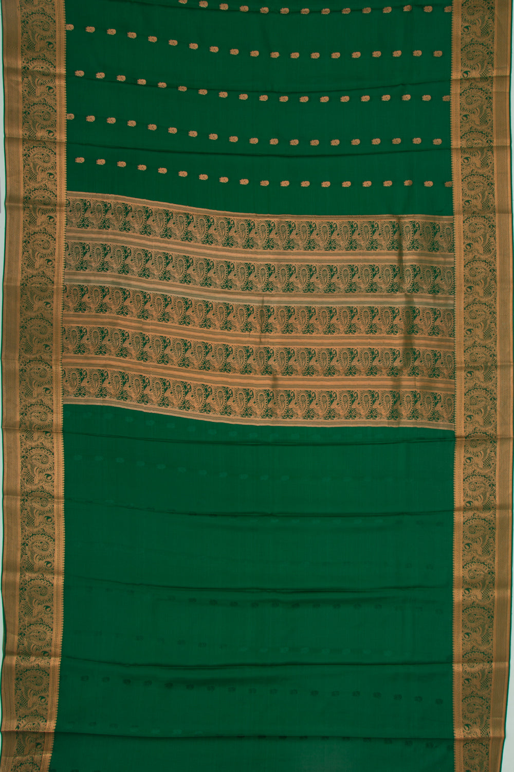 Binny Silk Butta Dark Green Saree