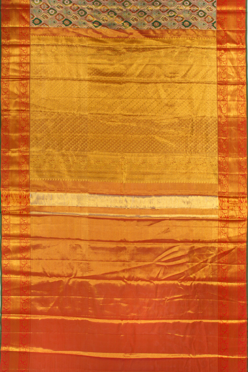 Kanchipuram Silk Tissue Brocade Multicolour Saree