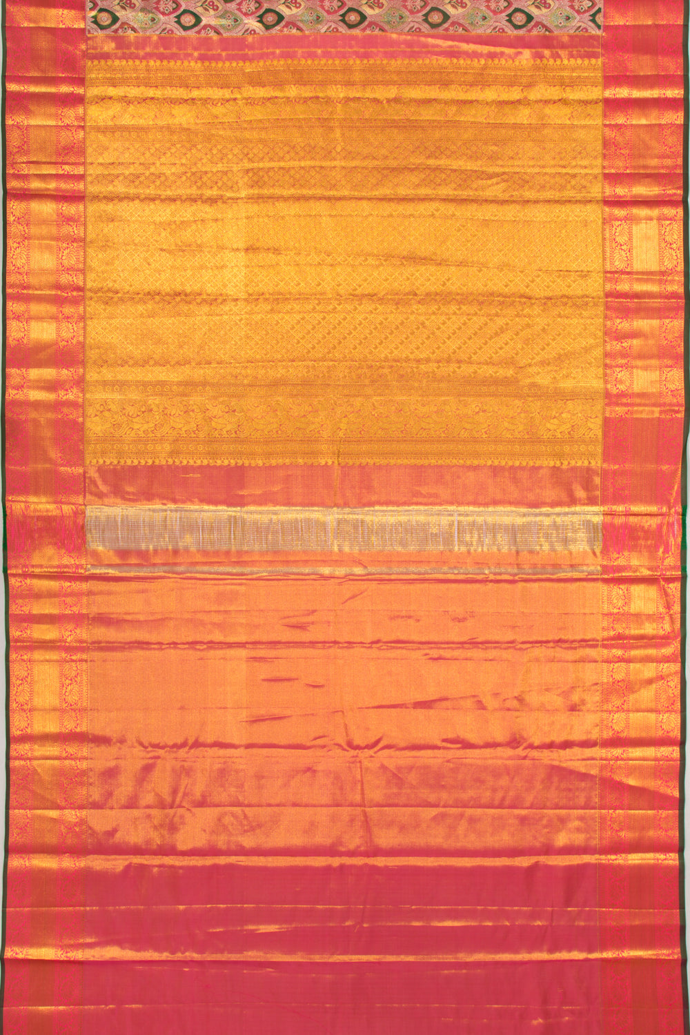 Kanchipuram Silk Tissue Brocade Multicolour Saree