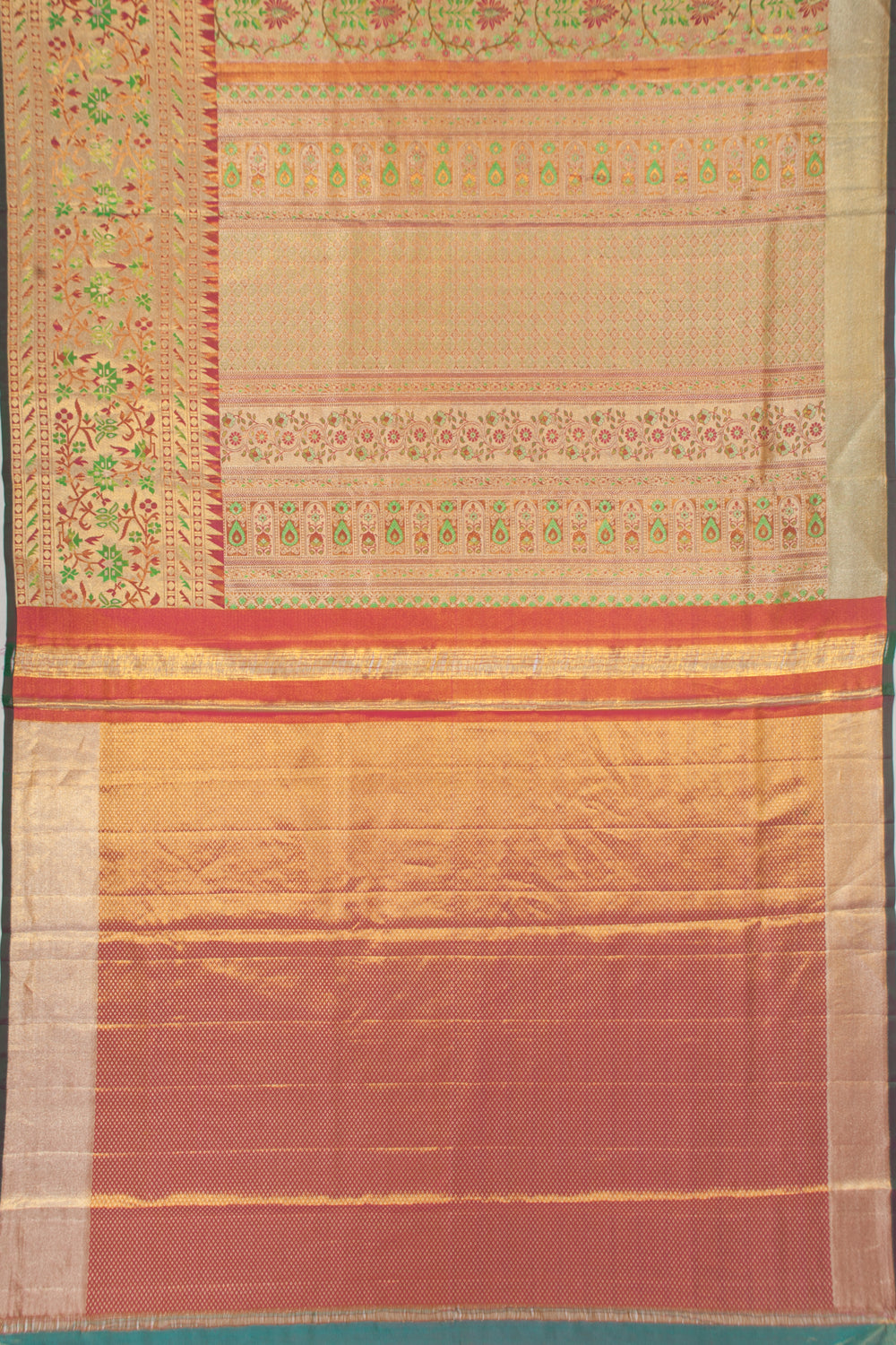 Kanchipuram Silk Tissue Jaal Gold Saree
