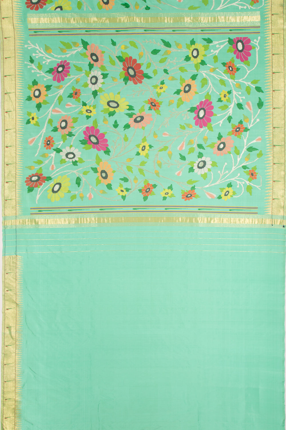 Paithani Silk All Over Sea Green Saree