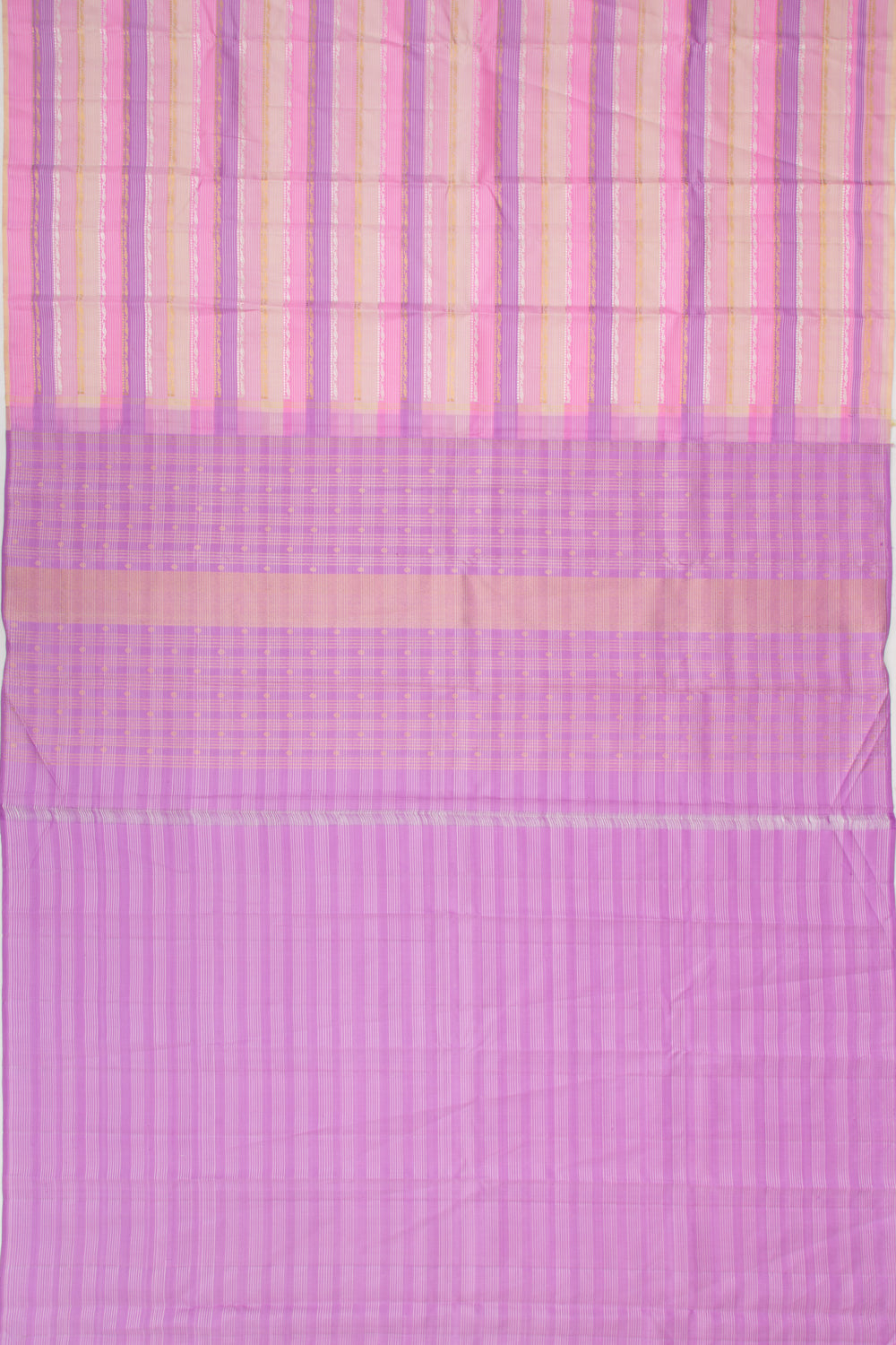 Kanchipuram Silk Horizontal Lines Multicolour Saree