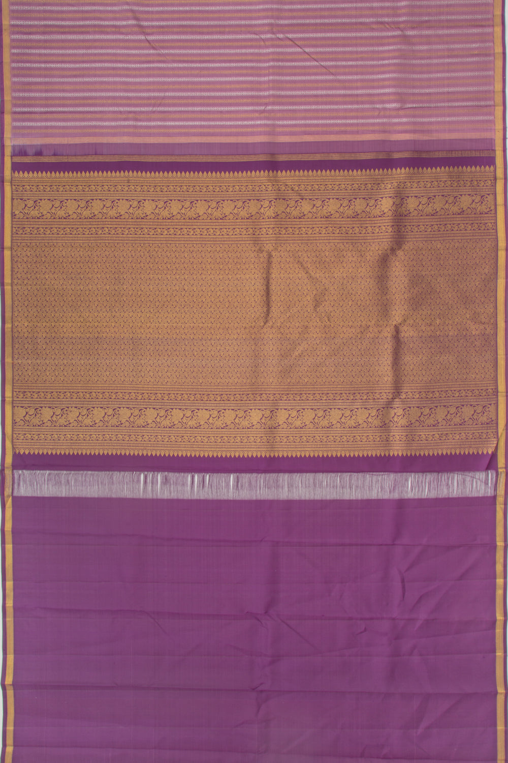 Kanchipuram Silk Vertical Lines Purple Saree