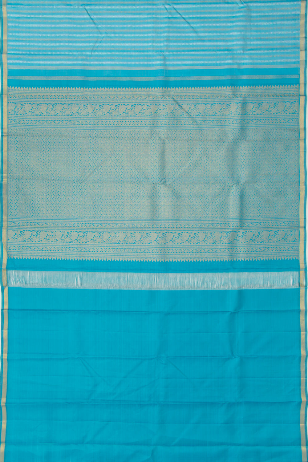 Kanchipuram Silk Vertical Lines Sky Blue Saree