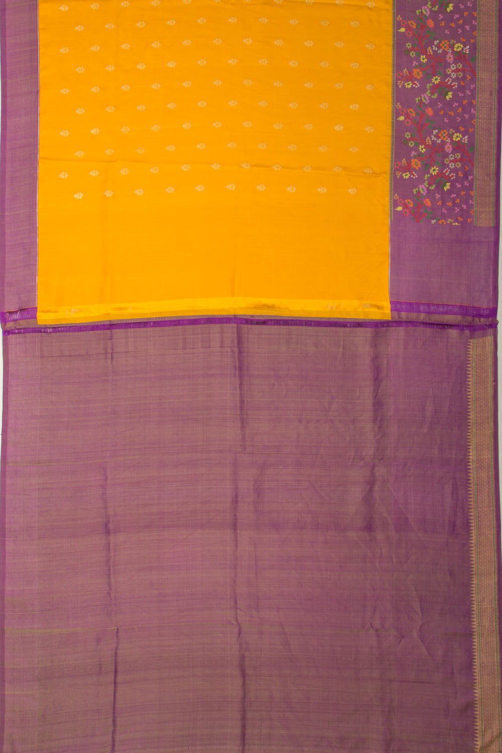 Banarasi Silk Butta Yellow Saree With Jamdani Border