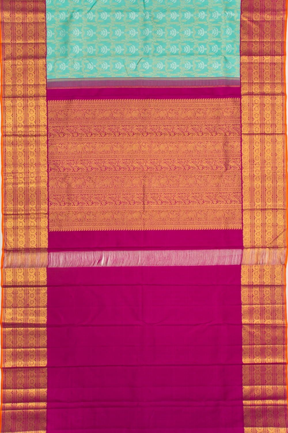 Kanchipuram Silk Brocade Sky Blue Saree