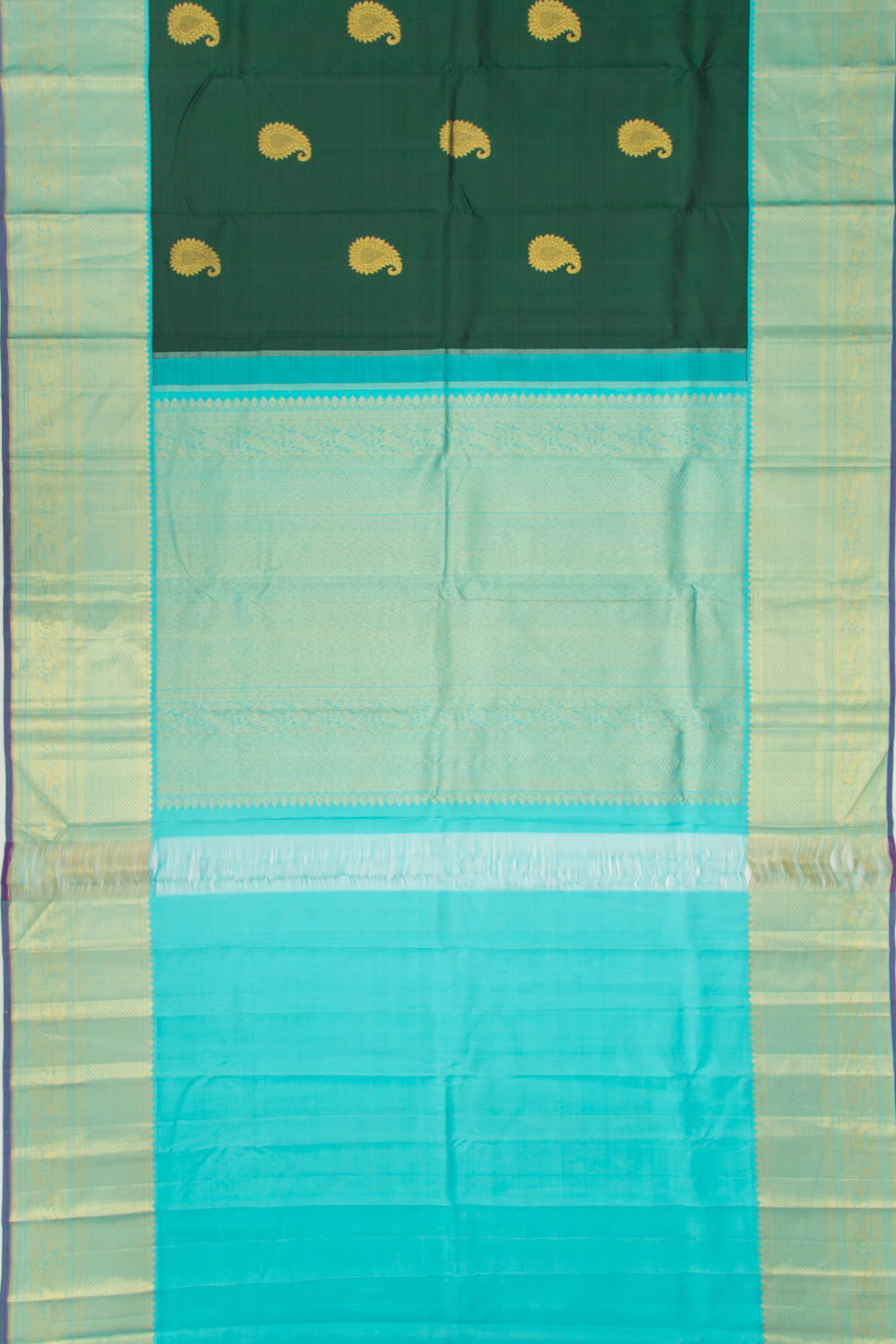 Kanchipuram Silk Butta Dark Green Saree