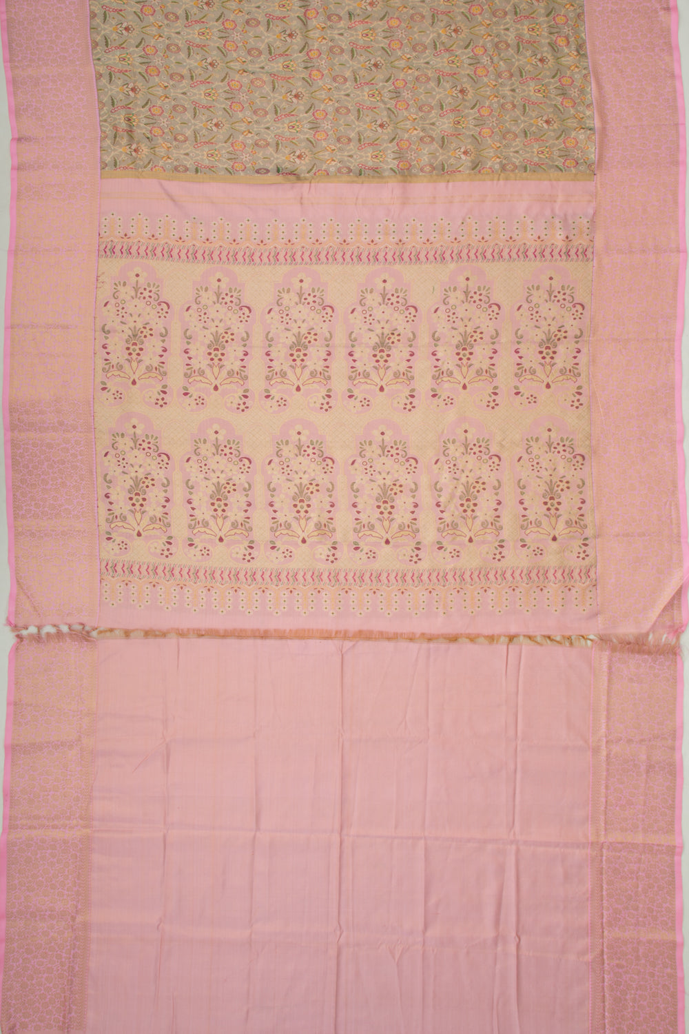Kanchipuram Silk Tissue Brocade Grey Saree