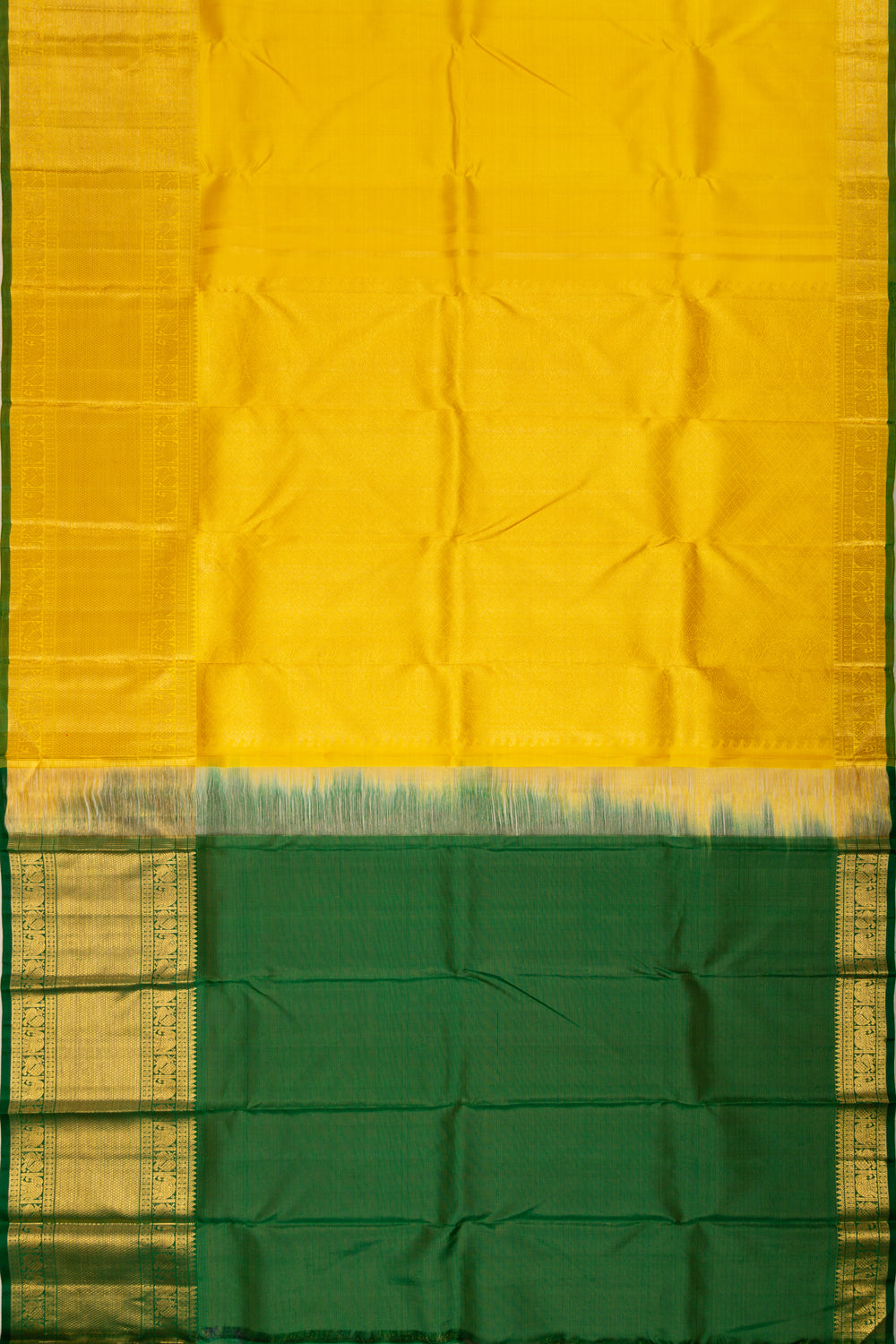 Kanchipuram Silk Brocade Yellow Saree