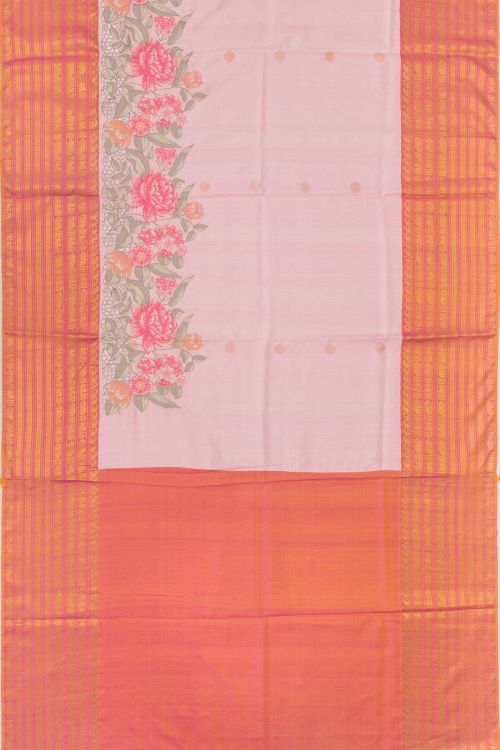 Kanchipuram Silk Butta Baby Pink Saree WIth Cut Work