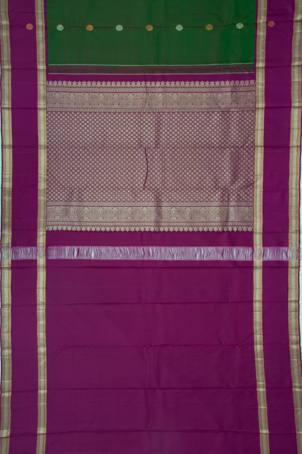 Kanchipuram Silk Butta Dark Green Saree