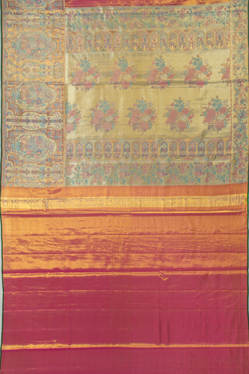 Kanchipuram Silk Tissue Brocade Gold Saree