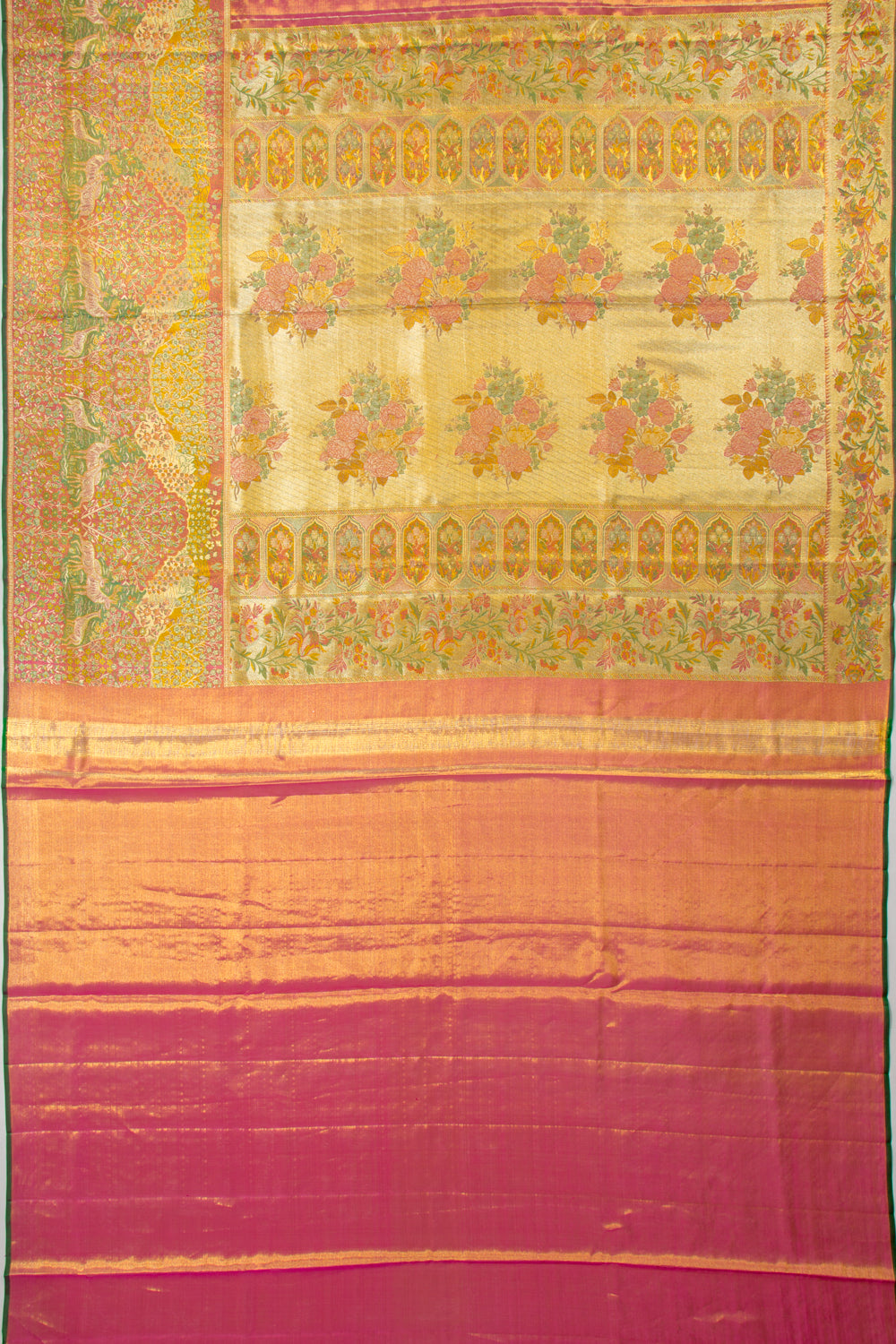 Kanchipuram Silk Tissue Brocade Gold Saree