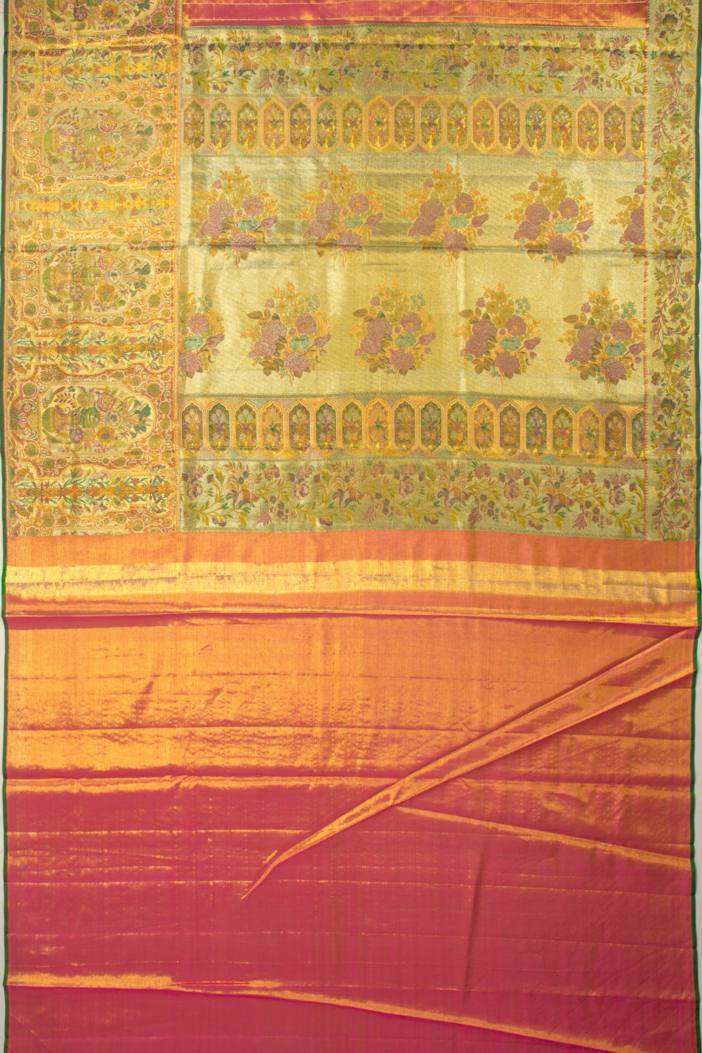 Kanchipuram Silk Tissue Brocade Green Saree