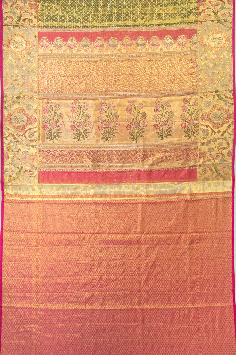 Kanchipuram Silk Tissue Brocade Green Saree