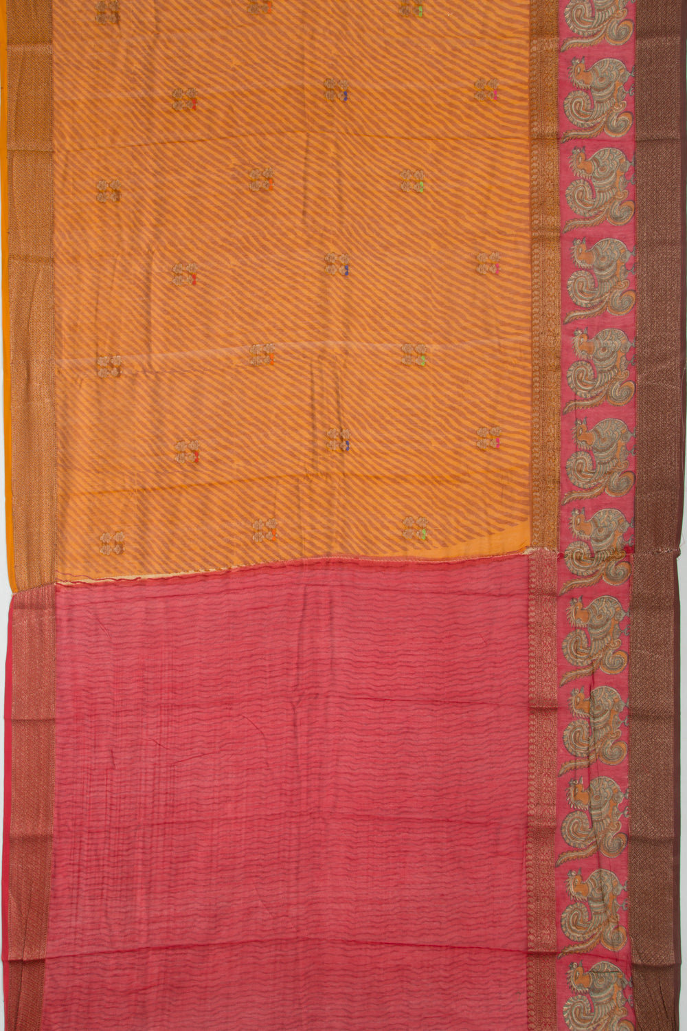 Chanderi Cotton Printed Mustard Yellow Saree