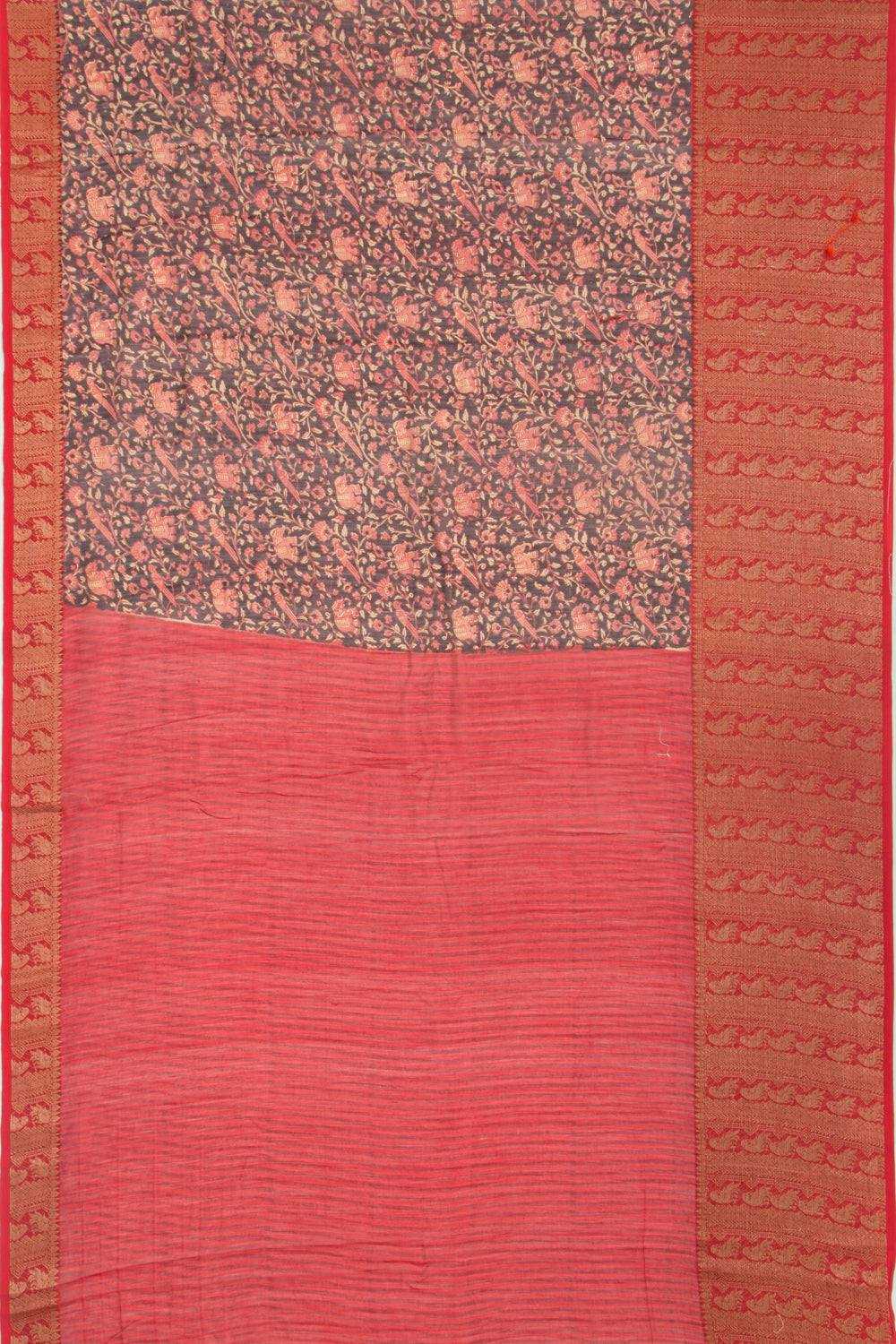 Chanderi Silk Printed Brown Saree