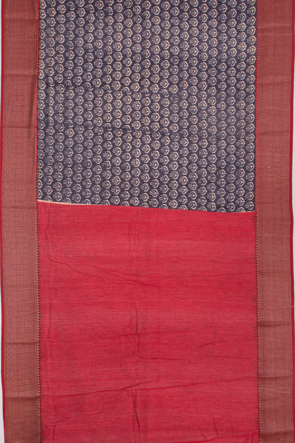 Chanderi Cotton Printed Dark Blue Saree